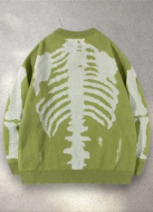 Pull en Maille Vintage Skeleton Vert Blanc Taille XL - Old School USA 90s Y2K Knit Streetwear, merk: y2k, staat: Heel goed, maat: XL, € 53,95, € 57,35 inclusief Kopersbescherming Pro