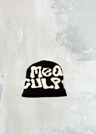 Y2K Mea Culpa Black and White Beanie, marke: Mea Culpa, zustand: Sehr gut, größe: Einheitsgröße, 14,00 €, 15,40 € inklusive Vinted-Käuferschutz