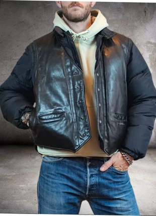 Schott Down 🇺🇲 Doudoune en Cuir et Duvet Vintage, marque: Schott, état: Très bon état, taille: L, 189,00 €, 199,15 € Protection acheteurs incluse