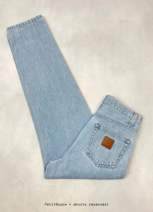 Jean Carhartt wip Ample Bleu Clair modèle Aaron Pant Loose Baggy Denim - Taille S w27 #1403, marca: Carhartt, estado: Muito bom, tamanho: PT 36 | W27, €47.90, €51.00 inclui Proteção do Comprador Pro