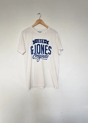 🎀 T-shirt Jack & Jones Originals – Blanc / Bleu – Taille L (Slim Fit) 🎀, brand: Jack & Jones, condition: Very good, size: L, €11.99, €13.29 includes Buyer Protection