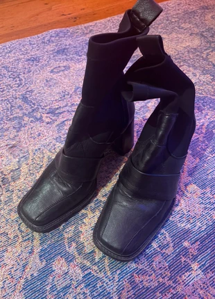 Bottines chaussettes Mango en cuir véritable taille 36, bout carré, marque: Mango, état: Très bon état, taille: 36, 20,00 €, 21,70 € Protection acheteurs incluse