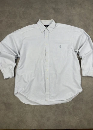 9# - Chemise Ralph Lauren à manches longues à rayures couleur blanc bleue clair, brand: Ralph Lauren, condition: Very good, size: XL, €24.99, €26.94 includes Buyer Protection