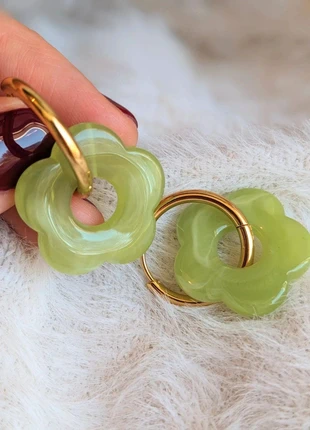 Boucles d'oreilles acier inoxydable doré fleurs pampilles 2,5 cm vertes, marque: fleurs pampilles, état: Très bon état, 6,80 €, 7,84 € Protection acheteurs (Pro) incluse