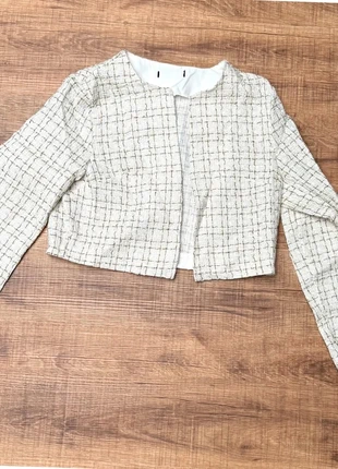 Ensemble veste et jupe en tweed blanc à fils dorés – Taille M, marque: LOOK, état: Neuf sans étiquette, taille: M / 38 / 10, 21,00 €, 22,75 € Protection acheteurs incluse