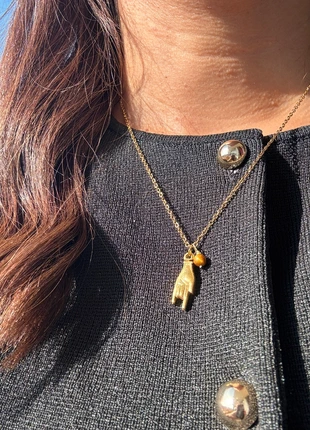 Collier main sicilienne doré acier inoxydable œil du tigre handmade Gemstone, marke: œil du tigre, zustand: Sehr gut, 14,00 €, 15,40 € beinhaltet Vinted-Käuferschutz Pro