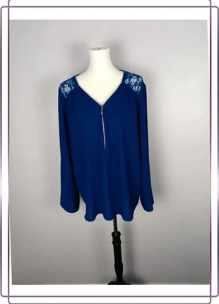 Blouse Jacqueline Riu bleu dentelle sur les épaules |Taille 44, brand: Jacqueline Riu, condition: Very good, size: XXL / 44 / 16, €14.00, €15.40 includes Buyer Protection