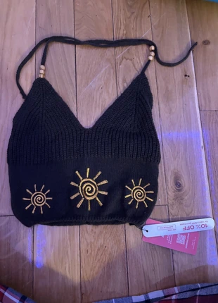 Brown Knitted Tied Halter Top, brand: Romwe, condition: New with tags, size: S / US 4-6, $6.50, $7.53 includes Buyer Protection