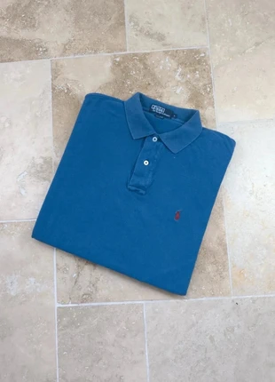 Polo Ralph Lauren - Homme L coupe droite vintage - Blue navy logo rouge - Coton piqué, marca: Ralph Lauren, estado: Muito bom, tamanho: L, €24.00, €25.90 inclui Proteção do Comprador Pro