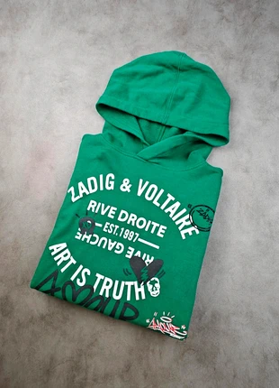 Sweat à capuche Zadig & Voltaire georgy smiley| taille XS | Art is thruth vert imprimé avec strass, marque: Zadig & Voltaire, état: Très bon état, taille: XS / 34 / 6, 80,00 €, 84,70 € Protection acheteurs incluse