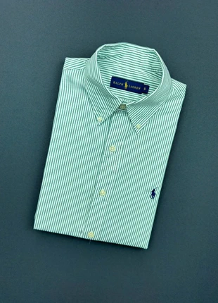 Chemise Homme - Rayures Blanches et Vertes - Logo brodé Marron Ralph Lauren - Taille S, brand: Ralph Lauren, condition: Very good, size: S, €55.00, €58.45 includes Buyer Protection Pro