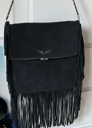 Sac daim noir franges Zadig & Voltaire, brand: Zadig & Voltaire, condition: New without tags, €160.00, €168.70 includes Buyer Protection