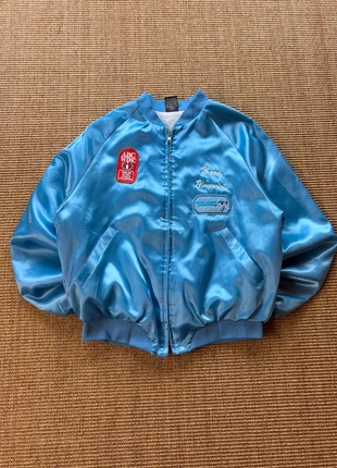 Veste satin bleu Aristo Jac ABC Bowling League Champion USA 80s vintage M femme #0540, brand: Vintage Dressing, condition: Very good, size: M / 38 / 10, €58.80, €62.44 includes Buyer Protection Pro