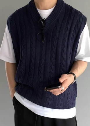 Cardigan Homme Tricot Tressé Câblé Navy Vintage, marque: Vintage Dressing, état: Très bon état, taille: M, 34,90 €, 37,35 € Protection acheteurs (Pro) incluse