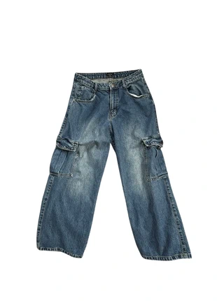 Boohoo Y2K Baggy Denim Cargo Jeans - Wide Leg (UK 12 / EU 40), brand: Boohoo, condition: Very good, size: L / 12, £8.00, £9.10 includes Buyer Protection