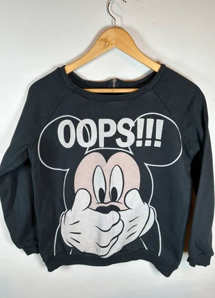 Sweat-shirt noir Mickey Mouse Oops!, brand: Disney, condition: Good, size: S / 36 / 8, €6.00, €7.00 includes Buyer Protection