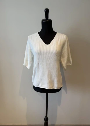 Pull blanc col V manches courtes femme NEUF, brand: C&A, condition: New with tags, size: S / 36 / 8, €8.00, €9.10 includes Buyer Protection
