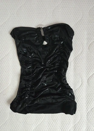 Top noir bustier soirée fiesta vintage y2k coquette, marque: y2k, état: Très bon état, taille: S / 36 / 8, 8,00 €, 9,10 € Protection acheteurs incluse