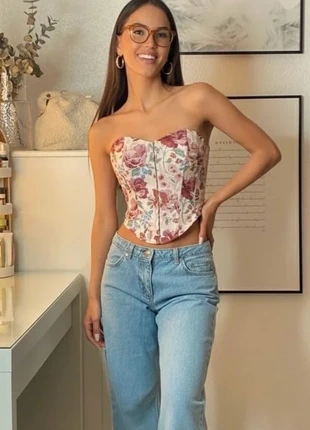 Bustier fleuri style corset, coupe cintrée romantique et effet vintage taille S, marke: Shorty, zustand: Sehr gut, größe: S / 36 / 8, 42,90 €, 45,75 € beinhaltet Vinted-Käuferschutz Pro