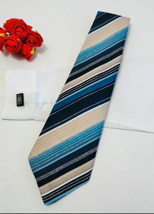 Cravate Trévira vintage 80s - rayure bleu beige - 10,5 cm, marke: Trevira, zustand: Sehr gut, 4,00 €, 4,90 € beinhaltet Vinted-Käuferschutz Pro