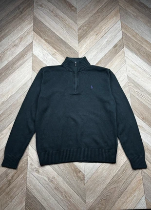 Pull 1/4 zip Ralph Lauren - old money - col camionneur - Uni Noir - Logo Brodé violet, marque: Ralph Lauren, état: Très bon état, taille: M, 49,00 €, 52,15 € Protection acheteurs (Pro) incluse