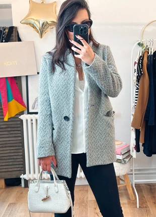 Manteau Maje gris taille 38, merk: Maje, staat: Heel goed, maat: M / 38 / 10, € 90,00, € 95,20 inclusief Kopersbescherming