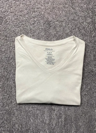 Tee shirt a col V Ralph Lauren blanc logo brodé bleu #90, marque: Ralph Lauren, état: Satisfaisant, taille: XL, 5,00 €, 5,95 € Protection acheteurs incluse