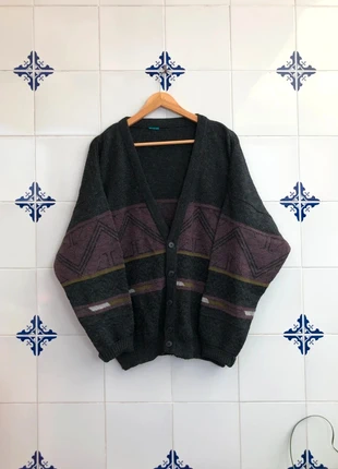Vintage Cardigan Coogie Sweater Jersey Made in Italy Multicolor Y2K Style Retro Premium 80s, marca: Vintage Dressing, estado: Muito bom, tamanho: L, €28.00, €30.10 inclui Proteção do Comprador