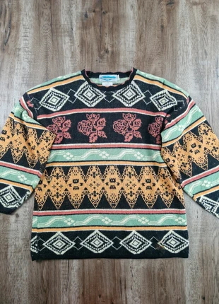 Pull jacquard multicolore motif ethnique Jacquard Paris made in France taille L, brand: Vintage Dressing, condition: Satisfactory, size: L, €3.90, €4.80 includes Buyer Protection Pro