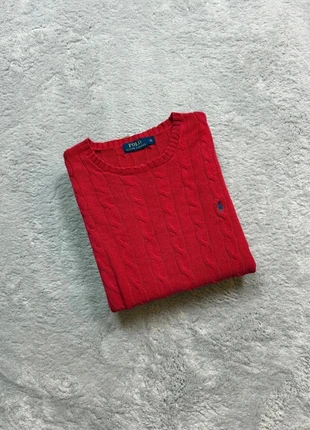 Pull torsadé Sweat hiver col rond Tressé Raph Lauren rouge logo bleu marine XL homme, marca: Ralph Lauren, estado: Muito bom, tamanho: XL, €48.00, €51.10 inclui Proteção do Comprador