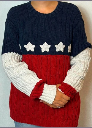 Pull Torsadé très rare stars and stripes  année 90 Tommy Hilfiger USA rouge/blanc/bleu, marque: Tommy Hilfiger, état: Très bon état, taille: L, 100,00 €, 105,70 € Protection acheteurs incluse