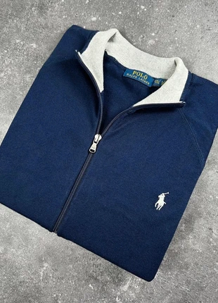 Veste zippée Polo Ralph Lauren bleu marine col gris logo brodé - XXL homme - coton FQZ 04, merk: Ralph Lauren, staat: Heel goed, maat: XXL, € 40,00, € 42,70 inclusief Kopersbescherming Pro