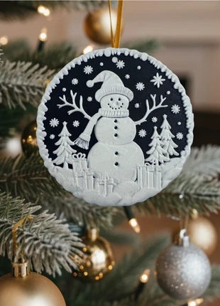 Snowman Christmas Ornament – 3D Layered Winter Decoration, marca: Ideal, estado: Novo sem etiquetas, €3.50, €4.38 inclui Proteção do Comprador