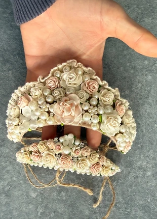 Set Couronnes Mamanet Moi luxe perles & fleurs ivoire, condizioni: Ottime, €35.00, €37.45 include la Protezione acquisti