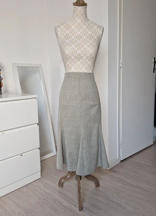 Jupe longue fluide gris/kaki – Made in France – Taille 46/48, estado: Muito bom, tamanho: XXXL / 46 / 18, €10.99, €12.24 inclui Proteção do Comprador