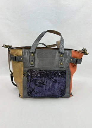 Sac cabas Vintage multicolore effet cuir et sequins Mia & Joy – 32 cm, état: Très bon état, 21,90 €, 23,70 € Protection acheteurs (Pro) incluse