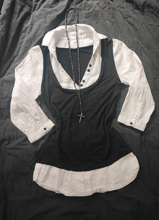 🖤 Vintage Office Bicolor 3/4 Sleeves Stripped Shirt, marca: COQUETTE, estado: Muy bueno, tamaño: S / 36 / 8, 24,20 €, 26,11 € Protección al comprador incluida