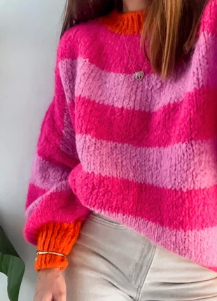 Pull à rayures oversize color block en mailles tricot tendance automne / hiver 2025 Y2K, marque: Tendance, état: Neuf sans étiquette, taille: S / 36 / 8, 29,95 €, 32,15 € Protection acheteurs incluse