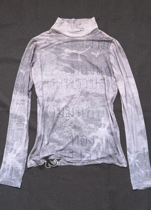 Grey Script Print Mesh Turtleneck, condition: Very good, size: M / 38 / 10, €29.00, €31.15 includes Buyer Protection
