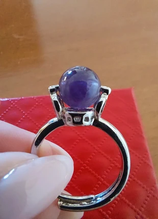 Anello con Ametista girevole, color argento, taglia regolabile, marque: Amethyst, état: Neuf sans étiquette, taille: Ajustable, 13,00 €, 14,35 € Protection acheteurs incluse