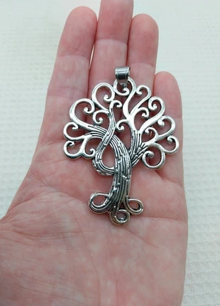 Grand Pendentif arbre de vie argenté avec bélière, création bijoux DIY A0998, marca: Création bijoux Syllikan, estado: Muito bom, €3.50, €4.38 inclui Proteção do Comprador Pro