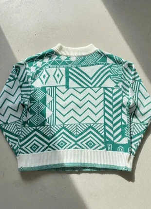 💚 Pull Tricoté Vert & Blanc – Géométrique / Vintage / Cosy / Oversize, condition: Very good, size: M, €76.90, €81.45 includes Buyer Protection