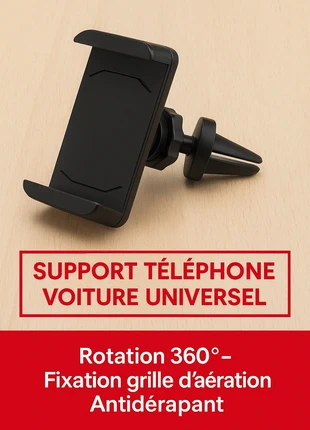 Support téléphone voiture universel – Rotation 360° – Fixation grille d’aération – Antidérapant, marque: sans marque, état: Neuf sans étiquette, 3,90 €, 4,80 € Protection acheteurs incluse