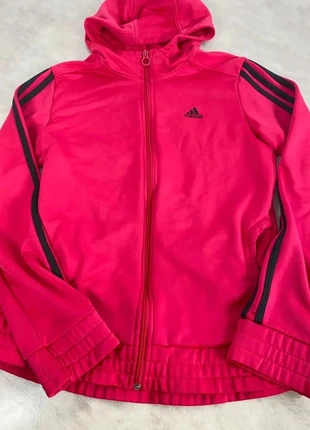Adidas – Sweat à capuche zippé rose fuchsia bandes noires femme – Taille14/16 ans  Code 066, brand: adidas, condition: Good, size: 14 years / 164 cm, €9.00, €10.15 includes Buyer Protection Pro