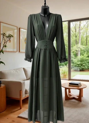 Robe longue unie kaki, marca: Boutique Italiana, estado: Muy bueno, tamaño: M / 38 / 10, 33,00 €, 35,35 € Protección al comprador Pro incluida