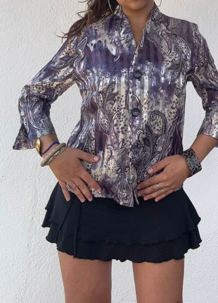 vintage purple paisley mandarin collar blazer blouse button front🌸, marca: Paisley, estado: Nuevo sin etiquetas, tamaño: M / 38 / 10, 11,00 €, 12,25 € Protección al comprador incluida