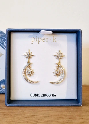 Paper K star and moon golden cubic zirconia stud earrings, brand: Paper K, condition: New without tags, £7.00, £8.05 includes Buyer Protection