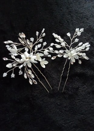 2 pièces Épingles à Cheveux de Mariage, Épingles à Cheveux en Forme de Feuille en Cristaux en Perles, marque: Shein, état: Très bon état, 2,00 €, 2,80 € Protection acheteurs incluse