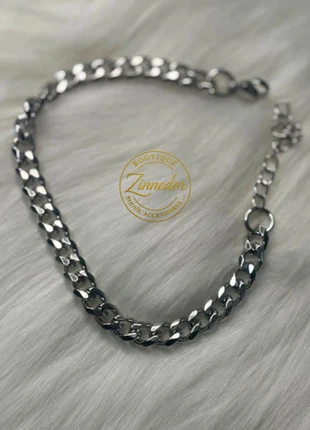 Bracelet chaîne argentée en acier inoxydable (BR025), marque: Articles, état: Neuf sans étiquette, 7,49 €, 8,56 € Protection acheteurs (Pro) incluse