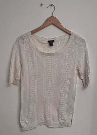 Pull en maille manches courtes Ann Taylor blanc - M Femme, merk: Ann Taylor, staat: Heel goed, maat: M / 38 / 10, € 4,00, € 4,90 inclusief Kopersbescherming